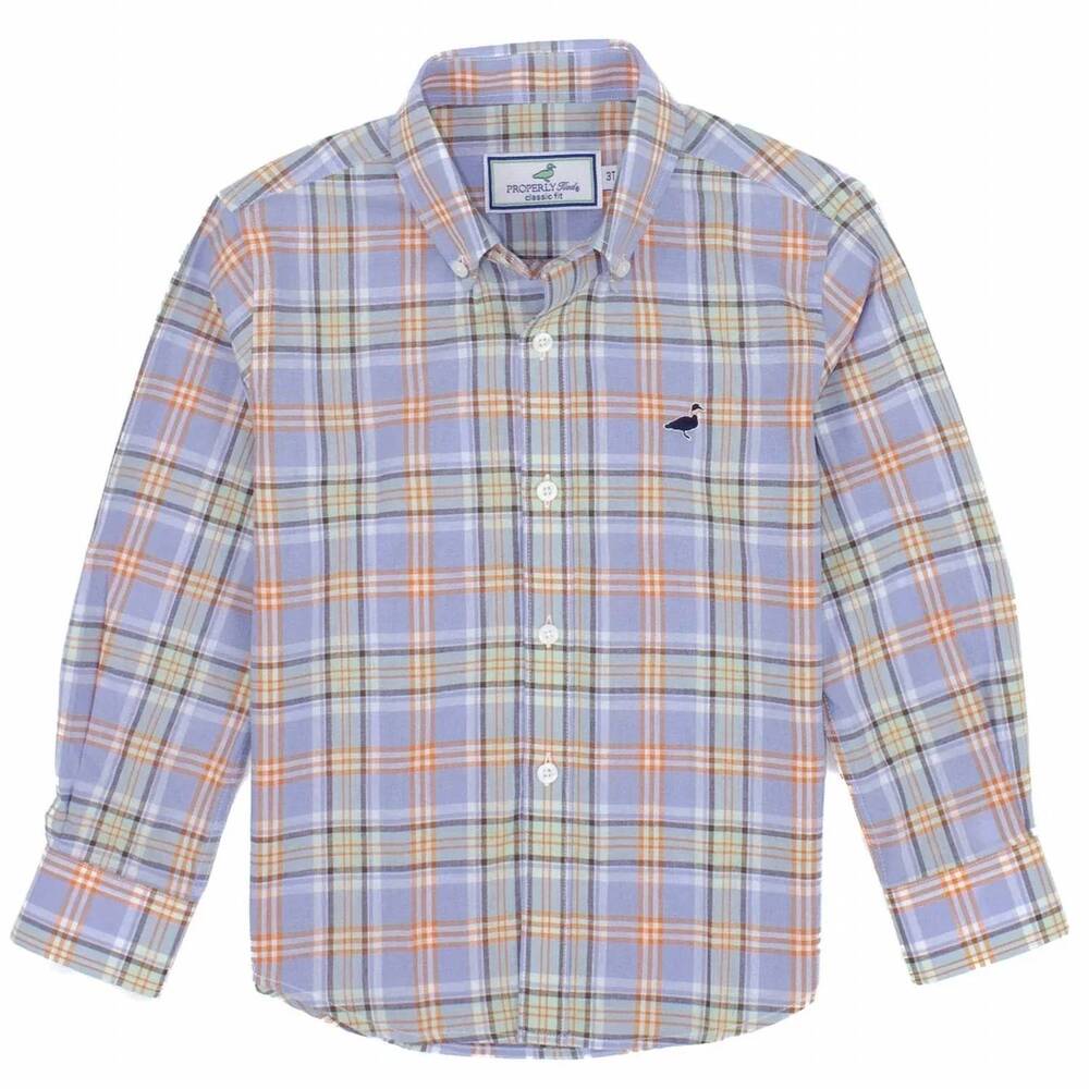 NEW PROPERLY TIED boys long-sleeve seasonal sportshirt in decoy